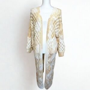 POL Boho Creme Beige Open Knit Cardigan Sweater Small NWOT